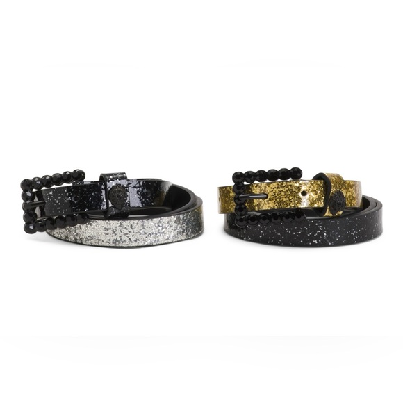 Kurt Geiger Accessories - Kurt Geiger Glittery Black and Gold Belts